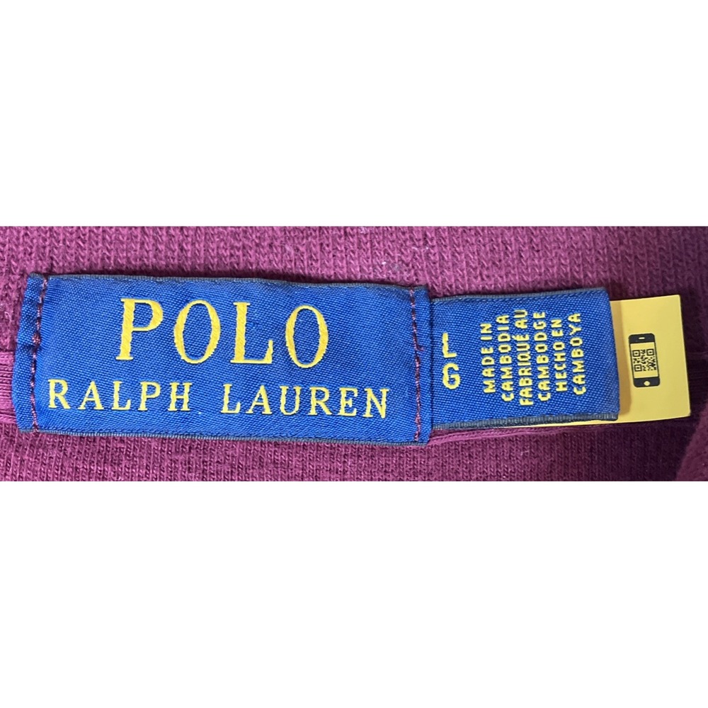 Polo Ralph Lauren Quarter Zip Sweater Mens XL Cranberry Rib Knit Cotton Pullover - Picture 3 of 8